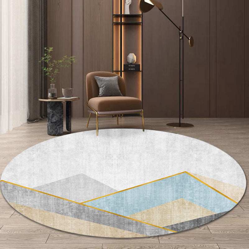 Round Graphic Print Rug Creative Area Carpet Polyester Non-Slip Backing Carpet for Home Decoration