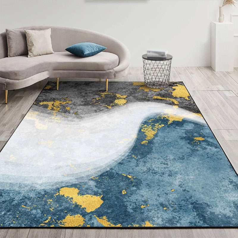 Contemporary Flowing Water Pattern Carpet Polyester Rug Non-Slip Backing Area Carpet for Living Room
