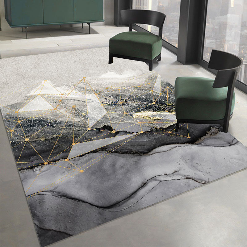 Contemporary Flowing Water Pattern Carpet Polyester Rug Non-Slip Backing Area Carpet for Living Room