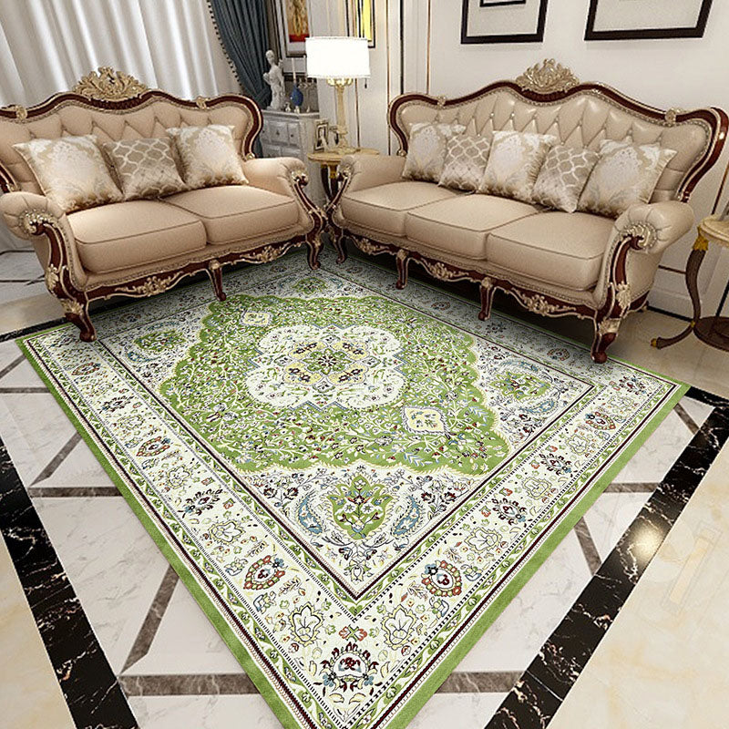 Vintage Medaillon Print Teppich Waschbarer Teppich Polyester Fleckenfestem Teppich für Wohnkultur