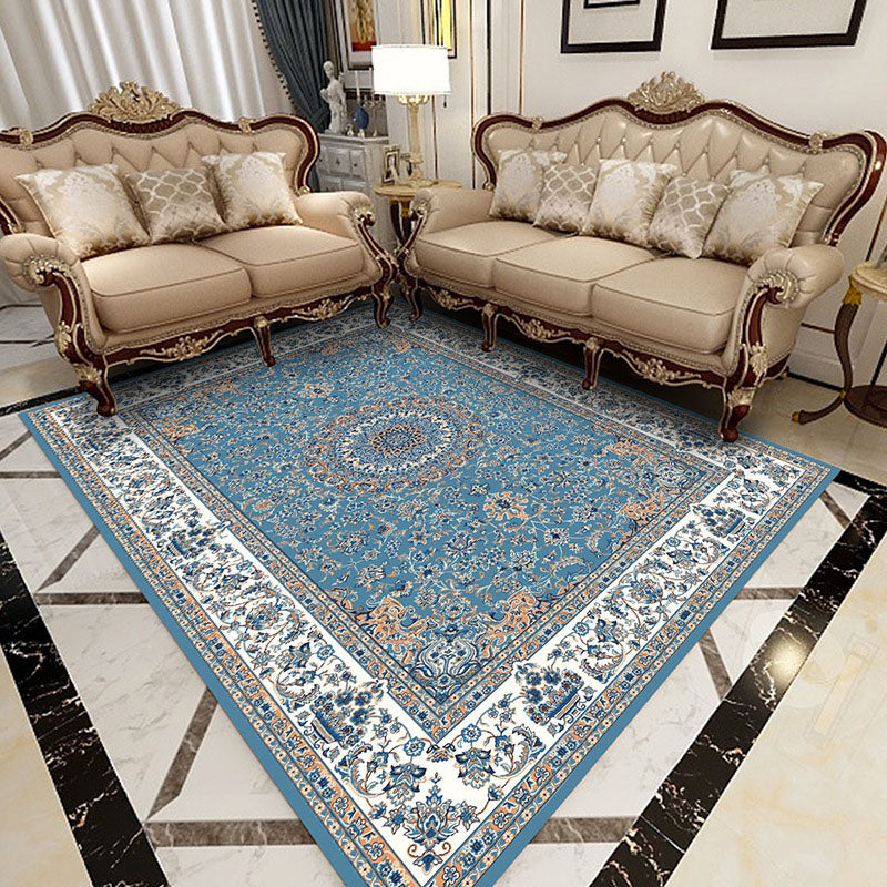 Mid-Century Indoor Rug Classic Floral Printed Carpet Stain Resistant Area Carpet for Living Room
