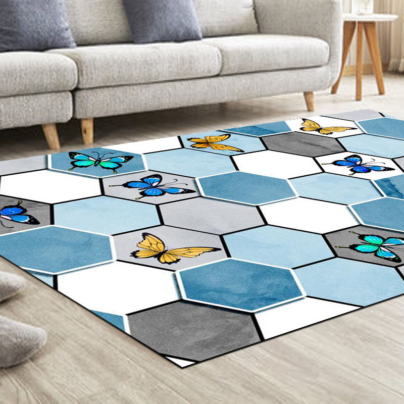 Stylish Pink Modern Rug Geometric Print Polyester Area Carpet Anti-Slip Rug for Home Decor