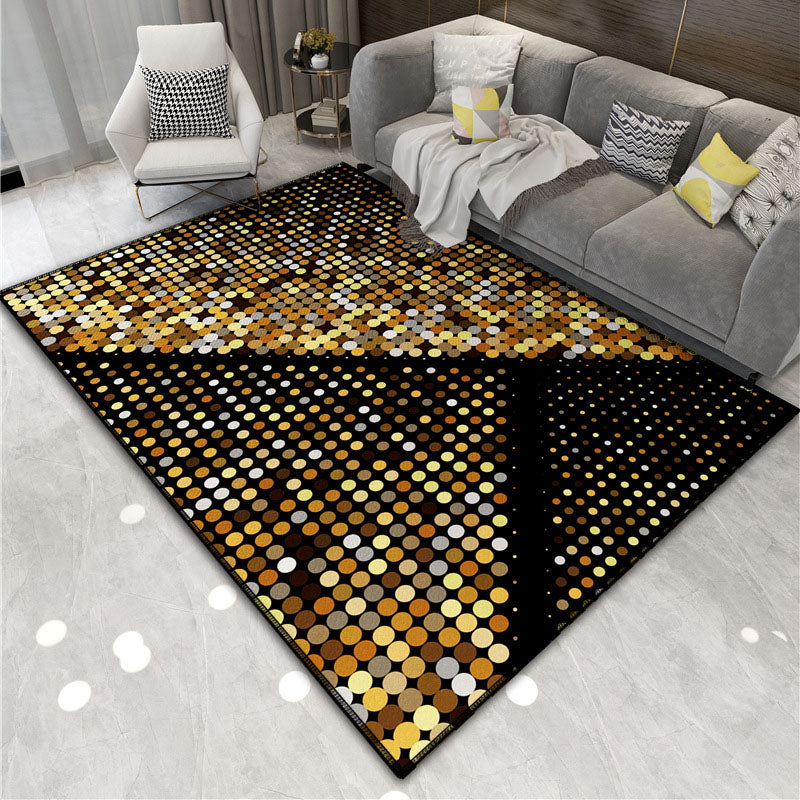 Navy Modern Area Rug Polyester Graphic Non-Slip Backing Rug for Living Room