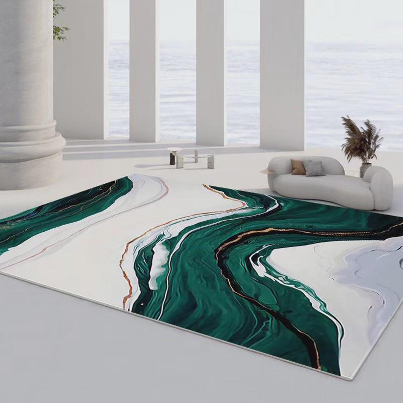 Contemporary Flowing Water Print Carpet Polyester Rug Non-Slip Backing Indoor Carpet for Living Room