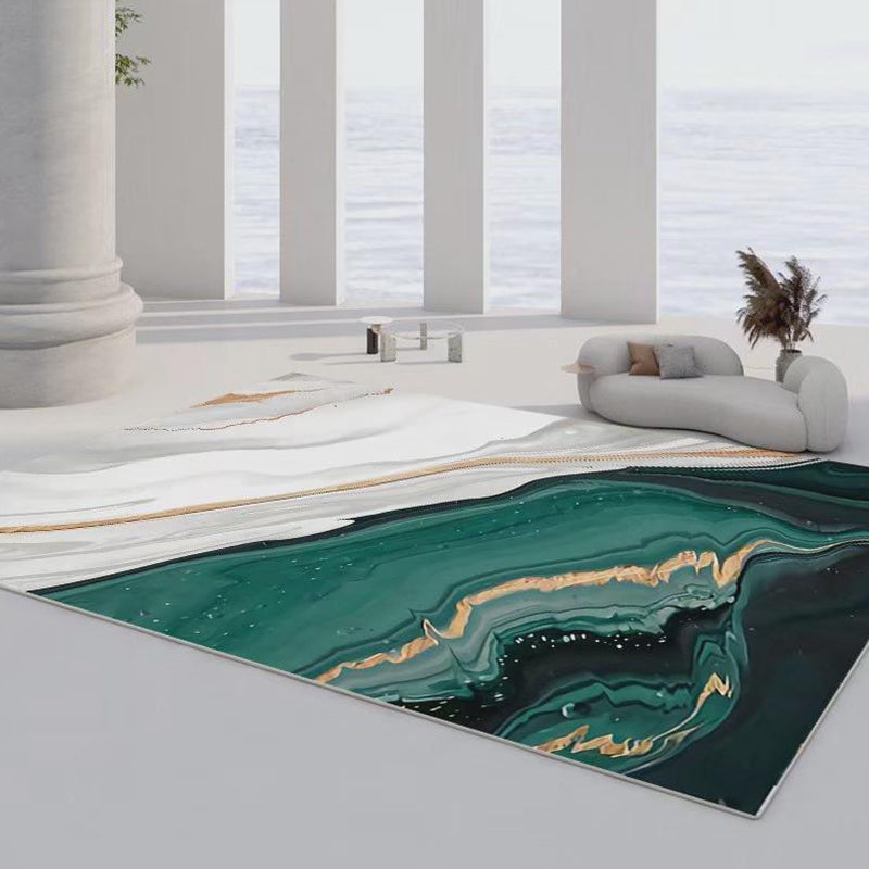 Contemporary Flowing Water Print Carpet Polyester Rug Non-Slip Backing Indoor Carpet for Living Room