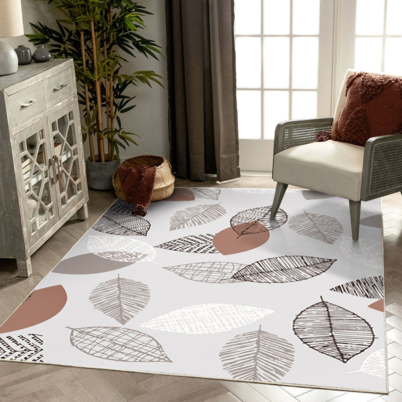 Multicolor Carpet Modern Plant Print Indoor Rug Polyester Anti-Slip Carpet for Living Room