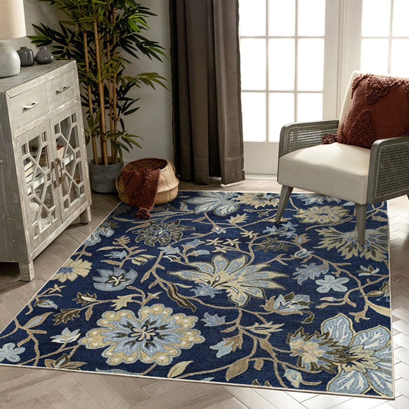 Multicolor Carpet Modern Plant Print Indoor Rug Polyester Anti-Slip Carpet for Living Room