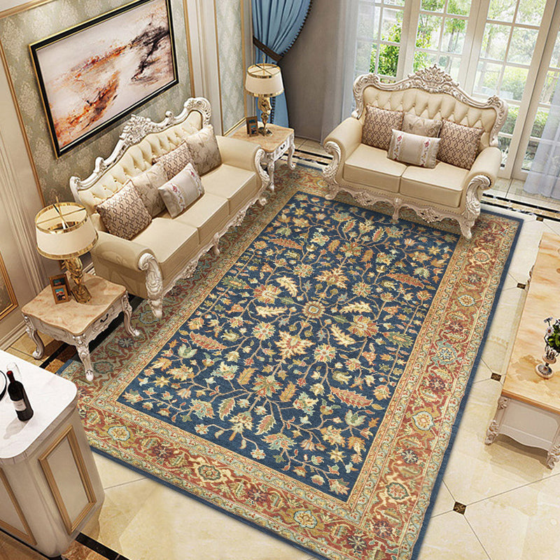 Traditional Flowers Pattern Carpet Polyester Area Rug Stain Resistant Indoor Carpet for Living Room