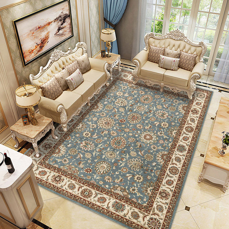 Traditional Flowers Pattern Carpet Polyester Area Rug Stain Resistant Indoor Carpet for Living Room