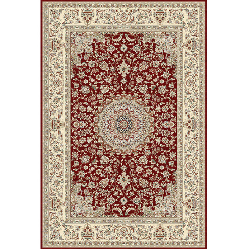 Traditional Flowers Pattern Carpet Polyester Area Rug Stain Resistant Indoor Carpet for Living Room