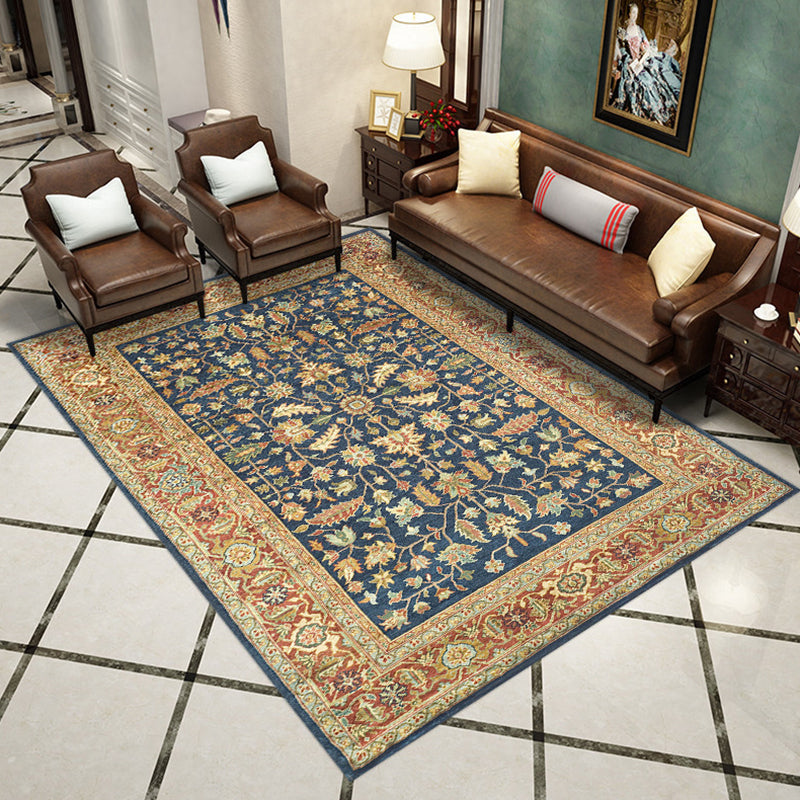Traditional Flowers Pattern Carpet Polyester Area Rug Stain Resistant Indoor Carpet for Living Room