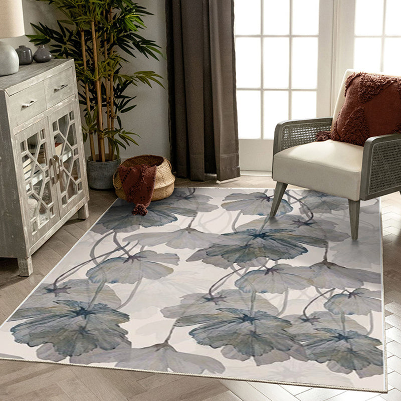 Green Tone Modern Rug Classic Plant Printed Carpet Stain Resistant Area Carpet for Living Room