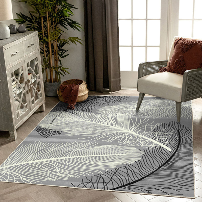 Green Tone Modern Rug Classic Plant Printed Carpet Stain Resistant Area Carpet for Living Room