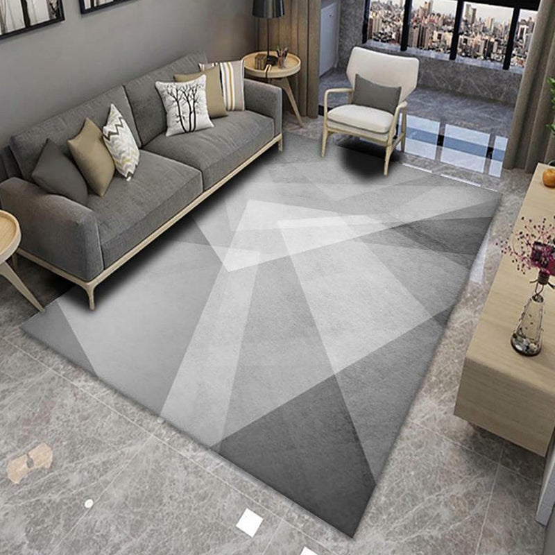 Modern Area Rug Geometric Pattern Indoor Rug Polyester Non-Slip Backing Carpet for Living Room