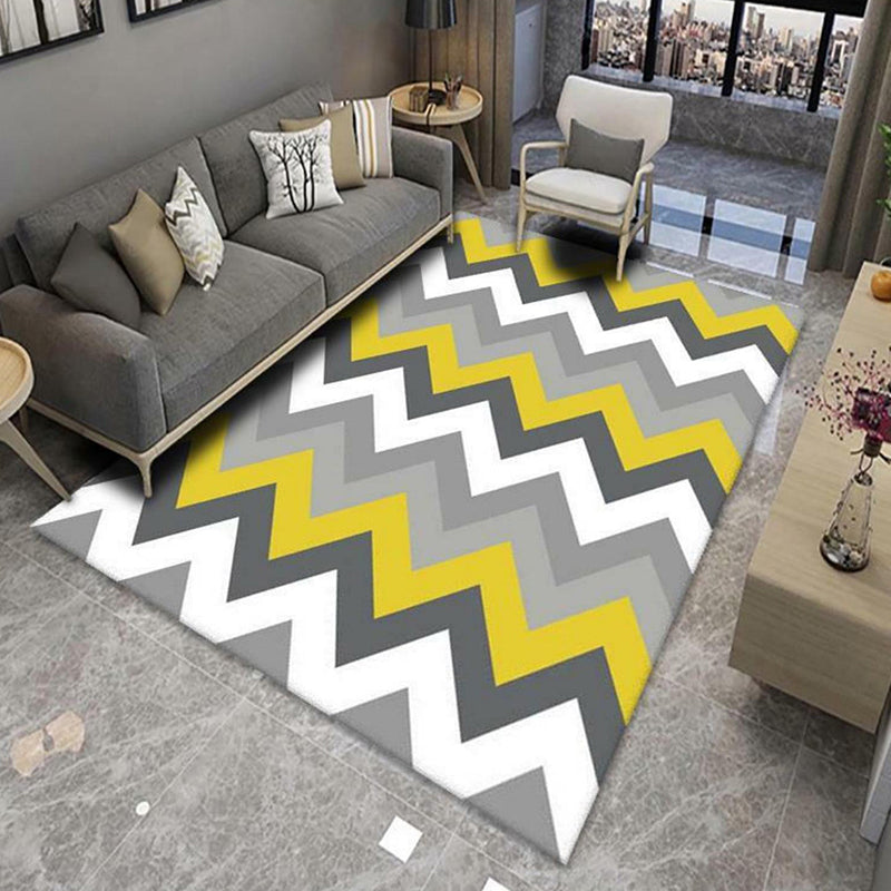 Modern Area Rug Geometric Pattern Indoor Rug Polyester Non-Slip Backing Carpet for Living Room