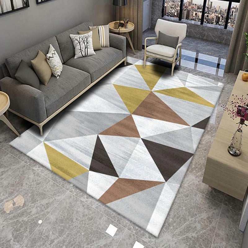 Modern Area Rug Geometric Pattern Indoor Rug Polyester Non-Slip Backing Carpet for Living Room