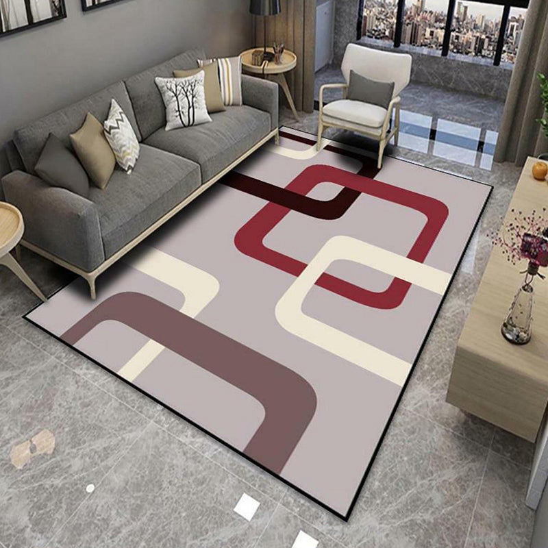 Modern Area Rug Geometric Pattern Indoor Rug Polyester Non-Slip Backing Carpet for Living Room