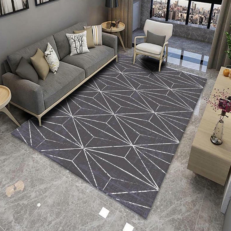 Modern Area Rug Geometric Pattern Indoor Rug Polyester Non-Slip Backing Carpet for Living Room