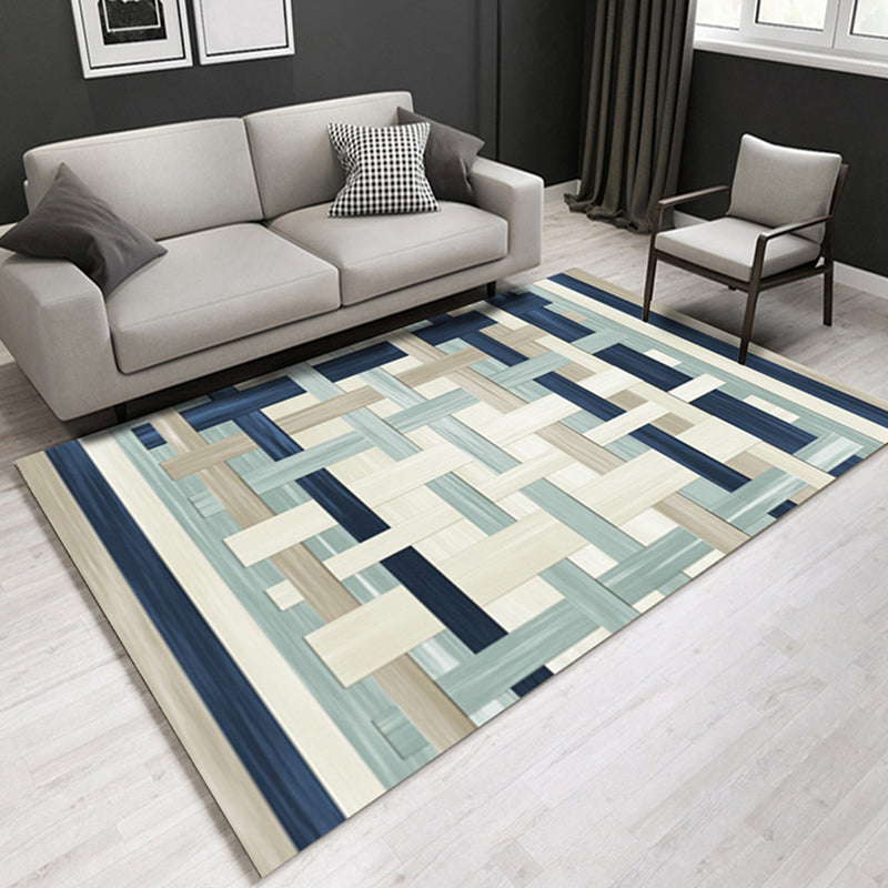 Chic Modern Area Rug Geometric Print Polyester Area Carpet Stain Resistant Rug for Living Room