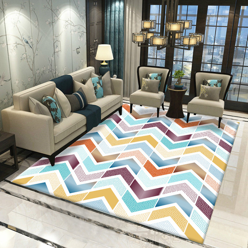Trendy Home Decoration Carpet Geometric Pattern Area Rug Polyester Stain Resistant Indoor Carpet