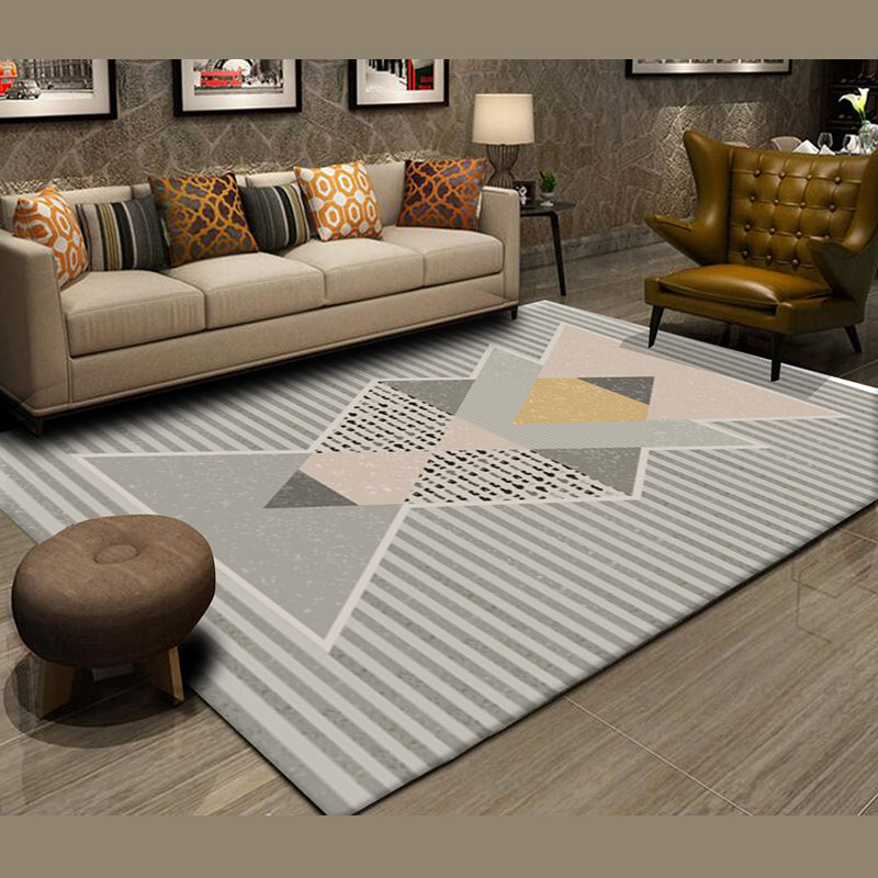 Trendy Home Decoration Carpet Geometric Pattern Area Rug Polyester Stain Resistant Indoor Carpet