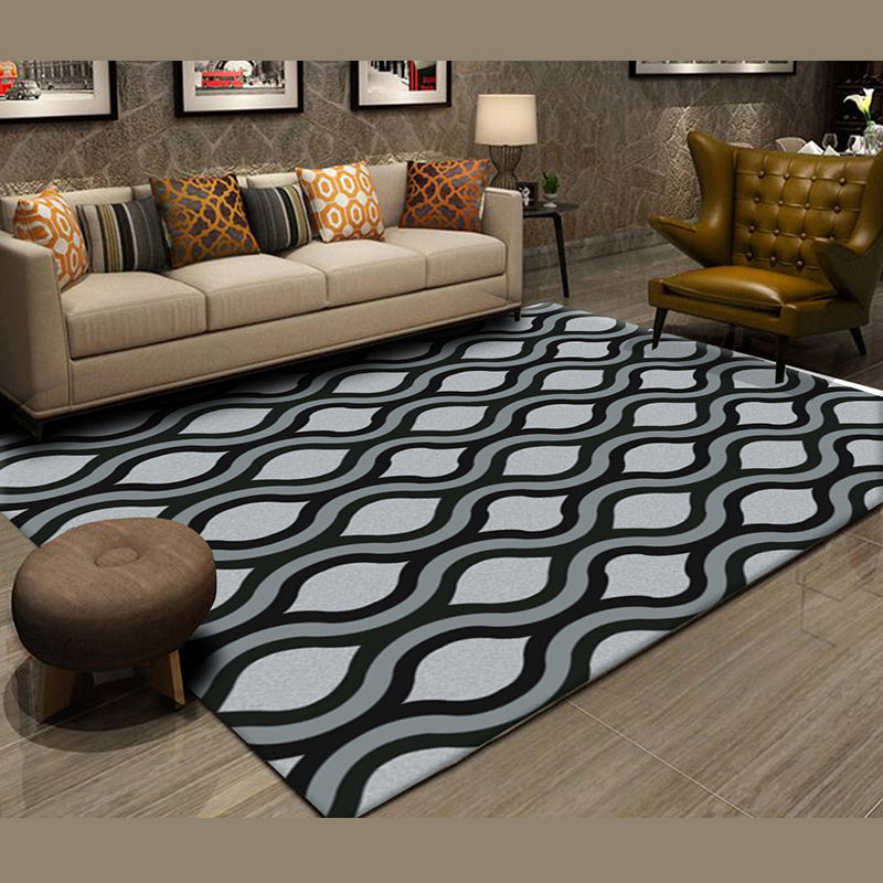 Trendy Home Decoration Carpet Geometric Pattern Area Rug Polyester Stain Resistant Indoor Carpet