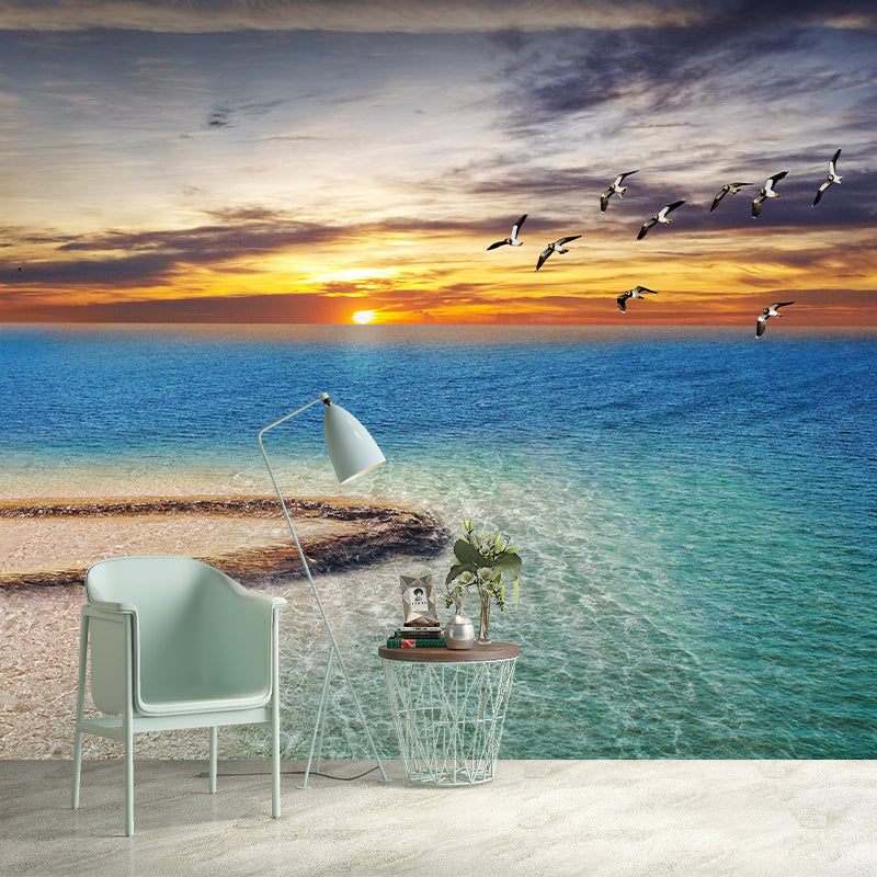 Sandy Beach View Mural Decoration for Interior Room, Moisture Resistant