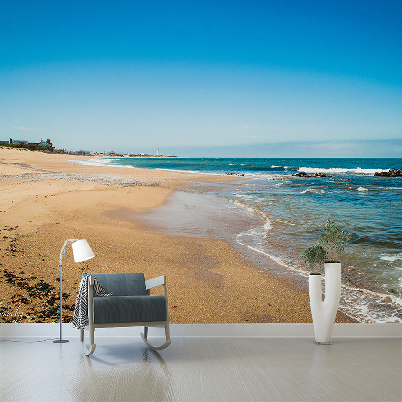 Sandy Beach View Mural Decoration for Interior Room, Moisture Resistant