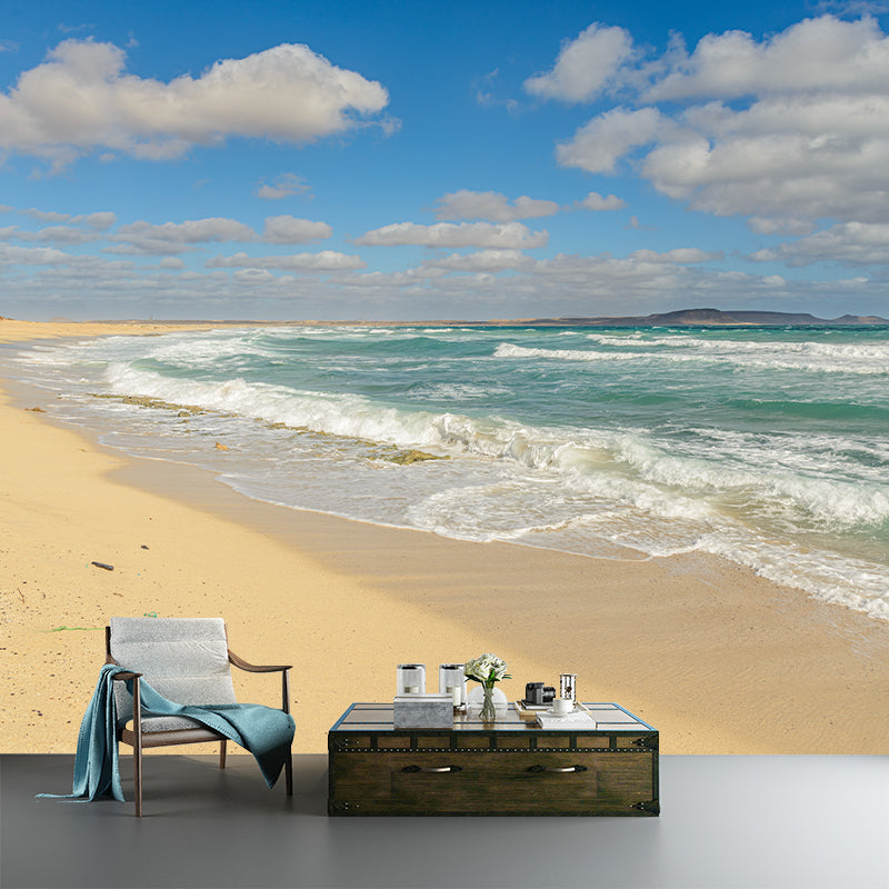 Sandy Beach View Mural Decoration for Interior Room, Moisture Resistant