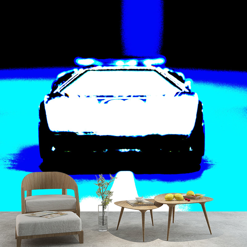 Car Illustration Wall Murals Contemporary Style Wall Art for Boys Bedroom