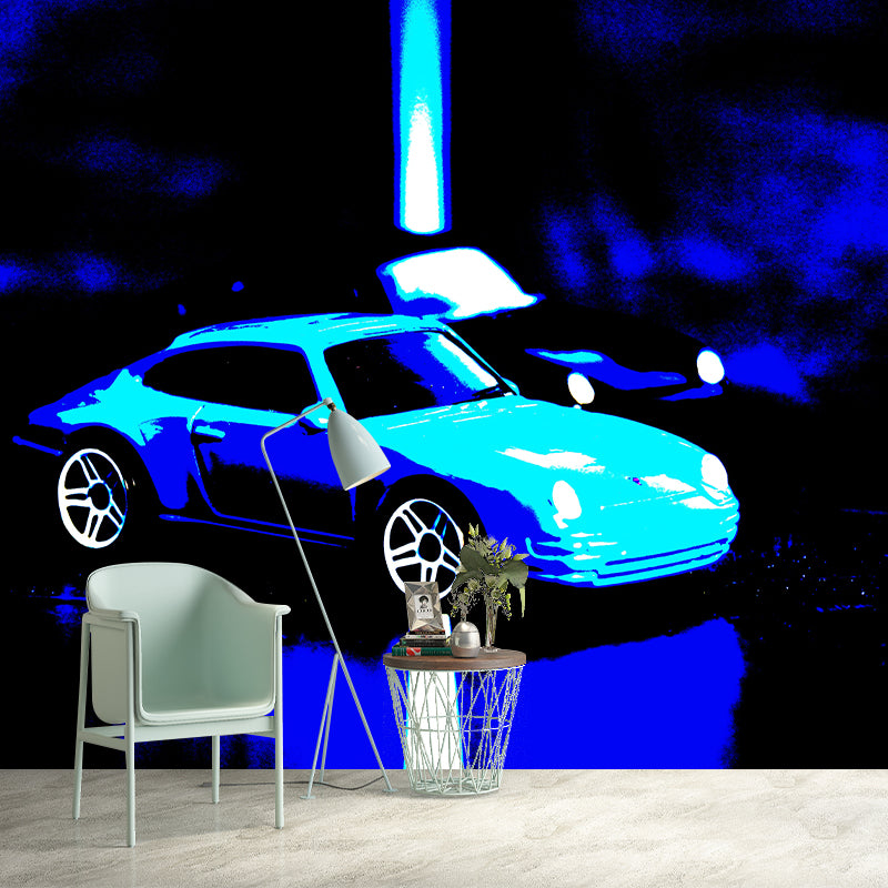 Car Illustration Wall Murals Contemporary Style Wall Art for Boys Bedroom