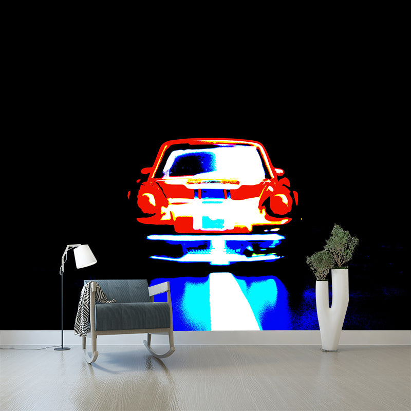 Car Illustration Wall Murals Contemporary Style Wall Art for Boys Bedroom
