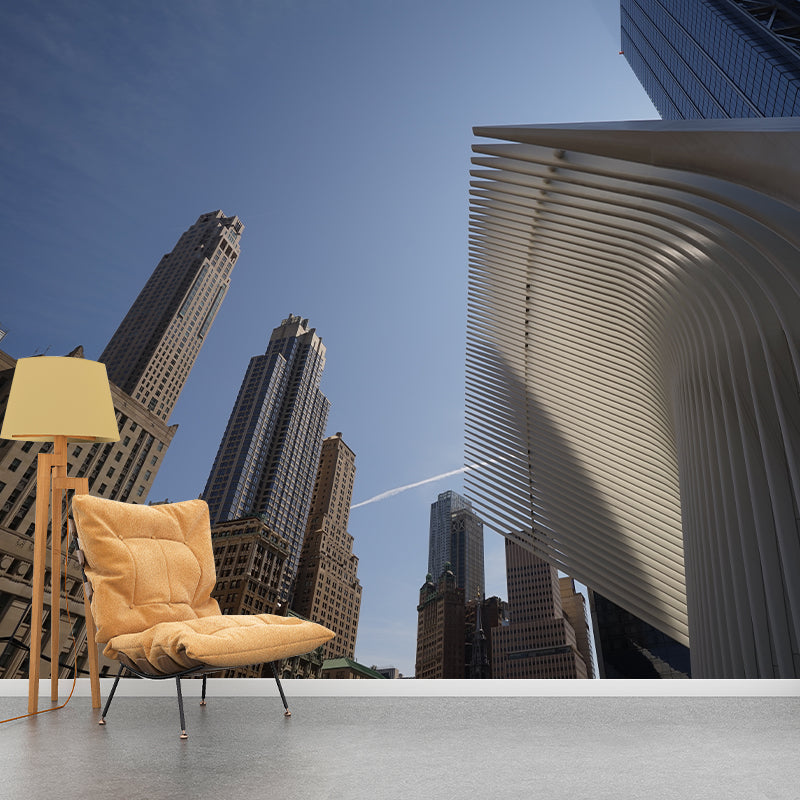 New York City Architecture Murals Contemporary Wall Covering for Sitting Room