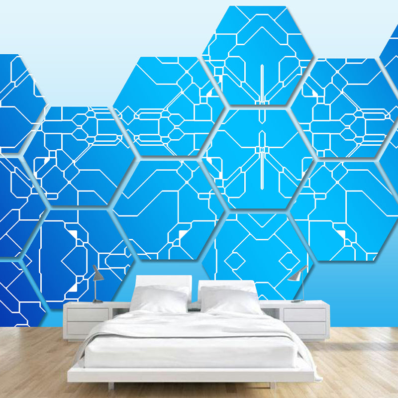 Geometry Wallpaper Mural Contemporary Wall Covering for Study Room, Water Resistant