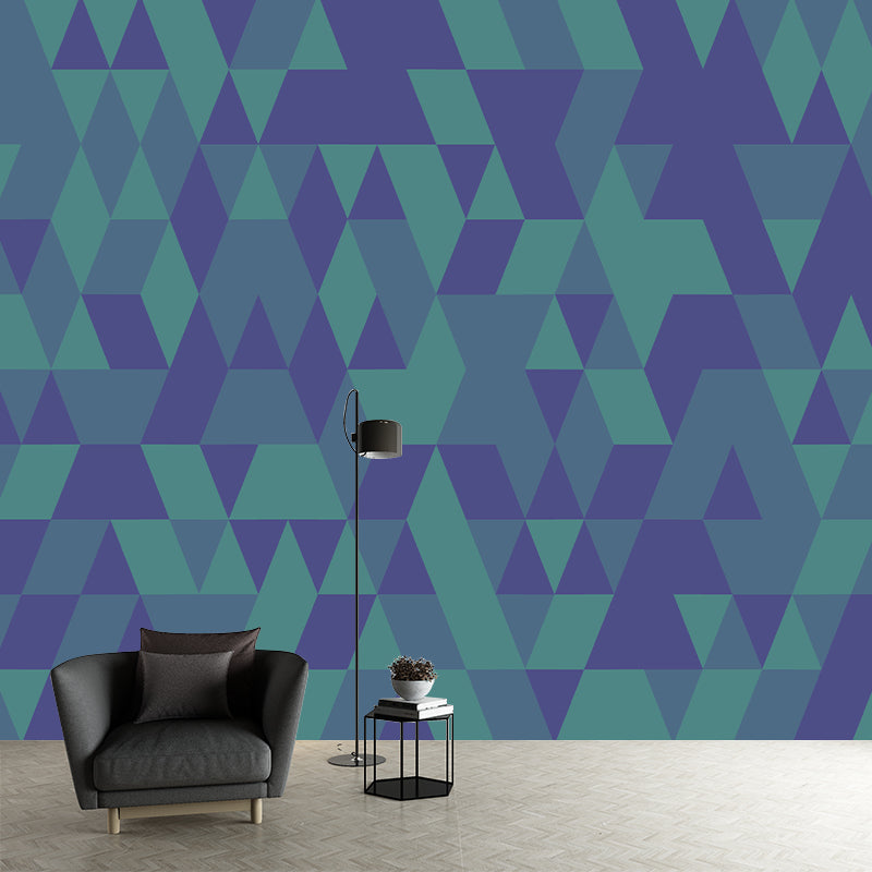 Triangle Geometric Pattern Mural for Living Room, Moisture-Resistant, Custom Size Available