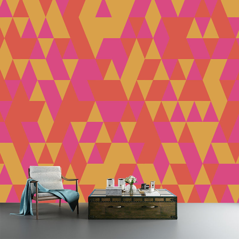 Triangle Geometric Pattern Mural for Living Room, Moisture-Resistant, Custom Size Available
