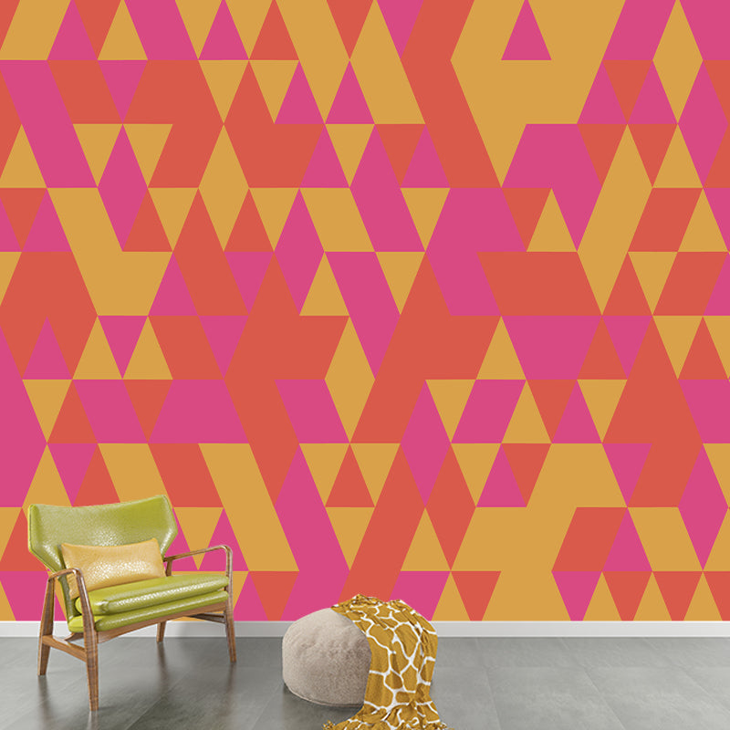 Triangle Geometric Pattern Mural for Living Room, Moisture-Resistant, Custom Size Available