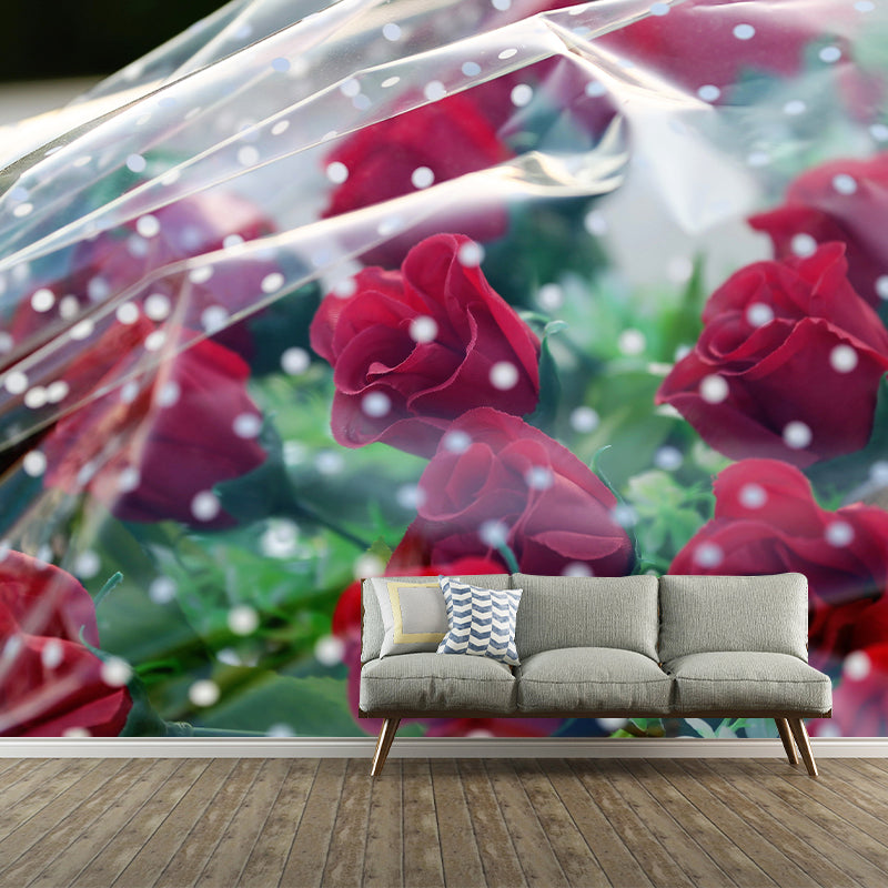 Blooming Rose Wall Mural Wallpaper for Girl Bedroom, Custom Size Available