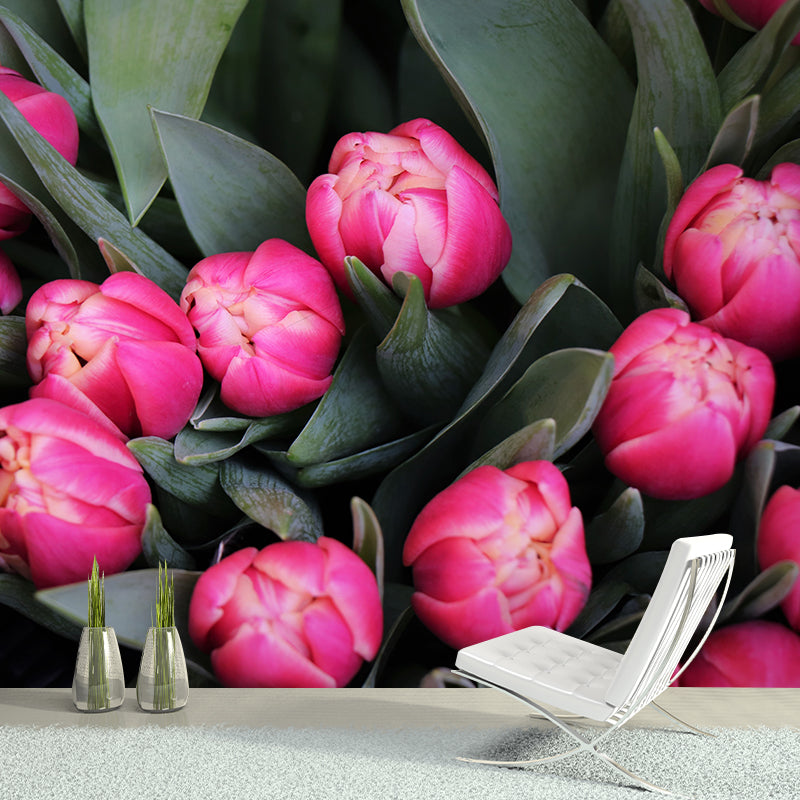 Tulip Minimalism Style Mural Wallpaper for Sleeping Room, Moisture Resistant