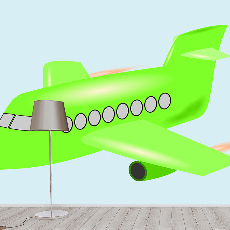Airplane Illustration Mural Decal Eco-friendly Wallpaper Waterproofing for Sitting Room