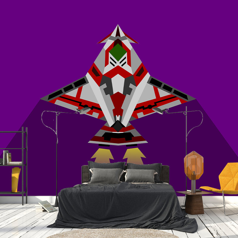 Airplane Illustration Mural Decal Eco-friendly Wallpaper Waterproofing for Sitting Room