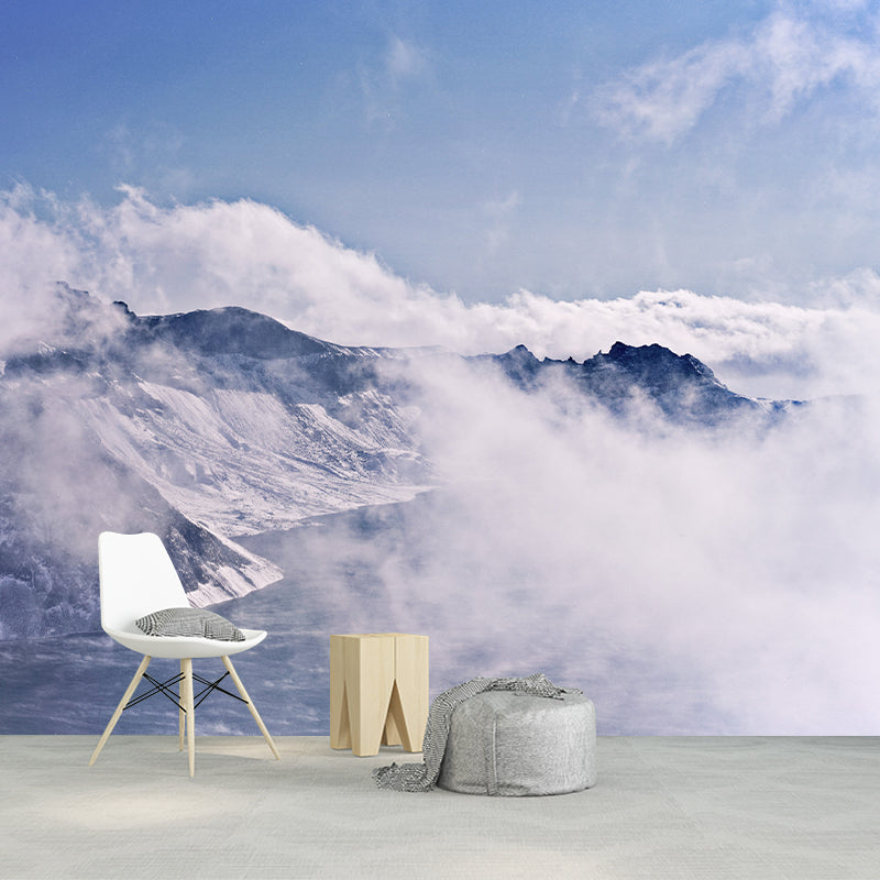 Nature Snow Mountain Wall Mural Mildew Resistant for Sitting Room Bedroom