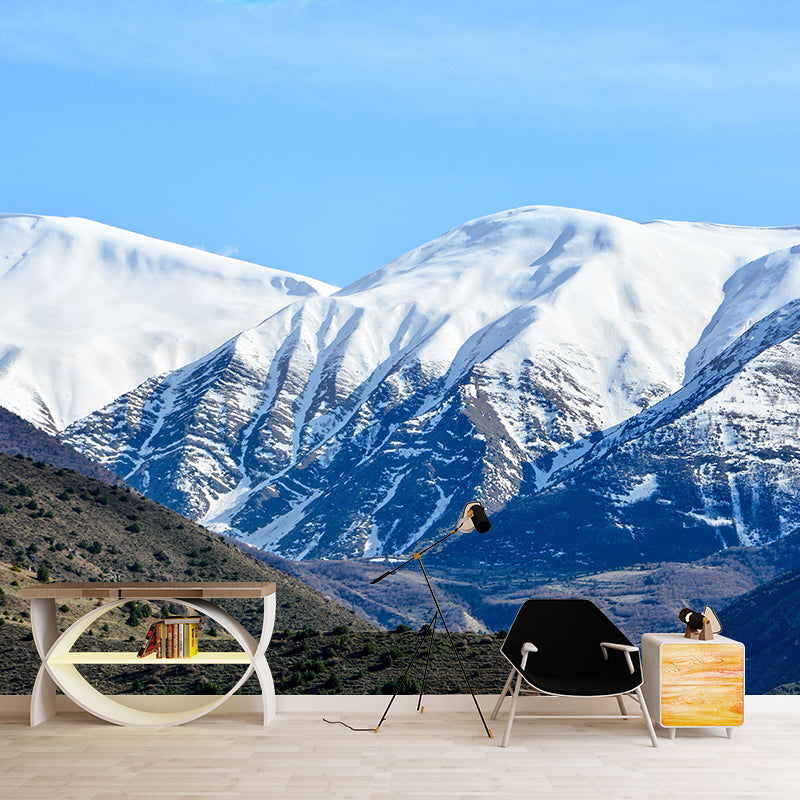 Nature Snow Mountain Wall Mural Mildew Resistant for Sitting Room Bedroom