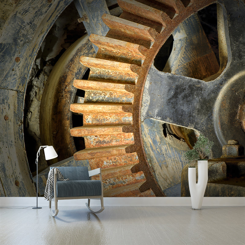 Metal Gear Industrial Style Murals Decoration for Gust Room, Made to Measure