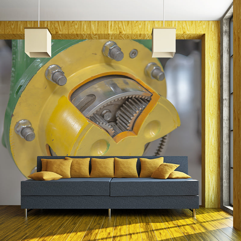 Metal Gear Industrial Style Murals Decoration for Gust Room, Made to Measure