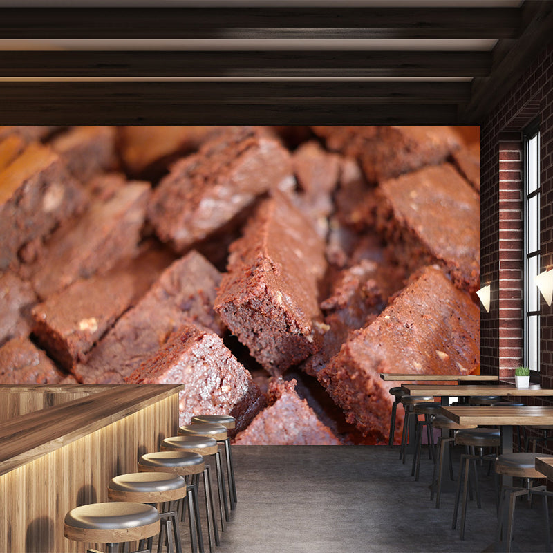 Chocolate Snack Wall Mural Minimalist Decoration for Dessert Shop, Stain Resistant