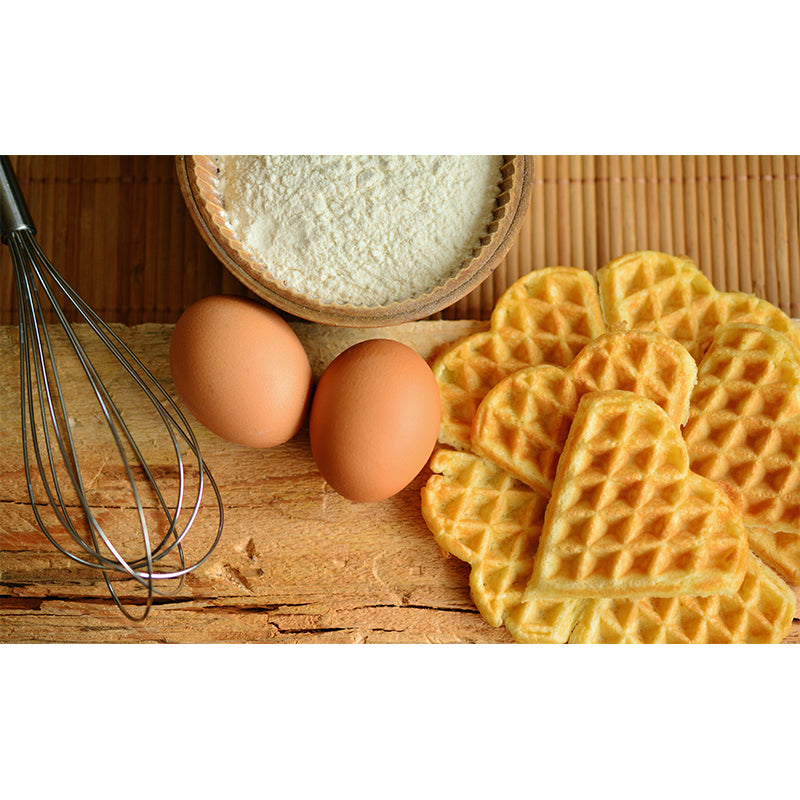 Delicious Waffle Wall Murals Moisture Resistant Wall Decor for Cake Shop