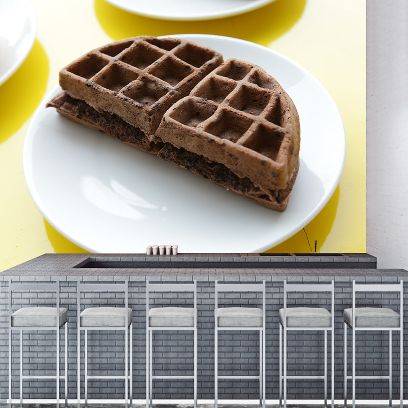 Delicious Waffles Stain Resistant Mural Decal Modern Wall Decor for Commercial Use