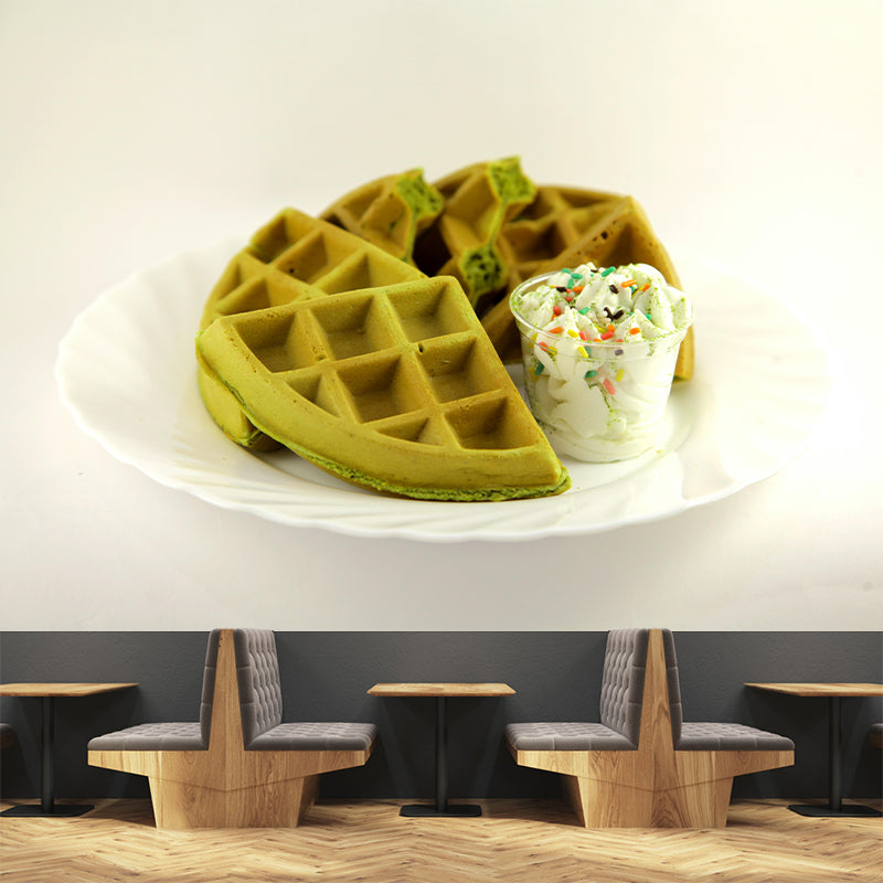 Delicious Waffles Stain Resistant Mural Decal Modern Wall Decor for Commercial Use