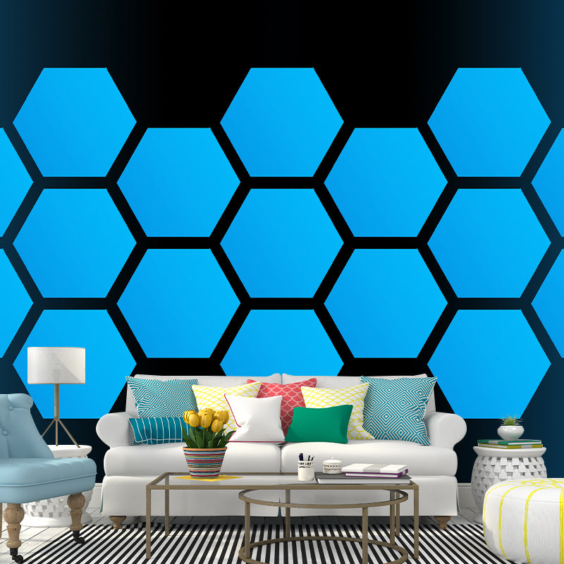 Hexagons Geometry Contemporary Mural Wallpaper for Home Decoration, Waterproofing